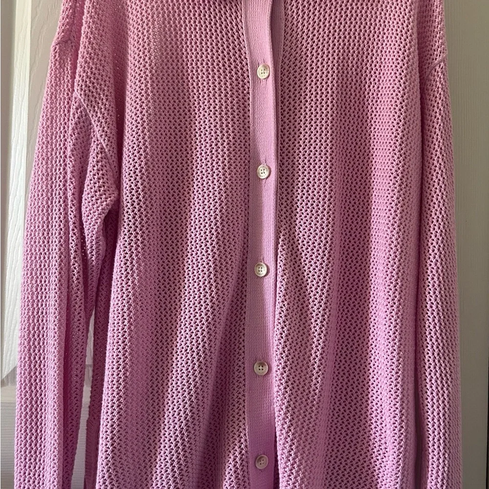 PINK Victoria's Secret Light Pink Open-Weave Collared Cardigan - Picture 6 of 6